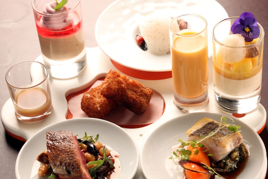 Helene Darroze's eponymous Paris restaurant is made up of several different dining spaces. Le Salon de Helene is more casual than the upstairs fine dining venue, Salle à Manger.