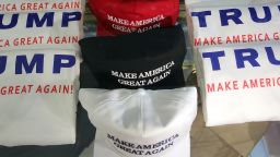 Merchandise of GOP presidential front-runner Donald Trump is viewed for sale at Trump Tower in Manhattan on September 3, 2015 in New York City. 
