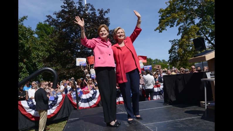 Democratic presidential candidate Hillary Clinton receives an endorsement from U.S. Sen. Jeanne Shaheen on Saturday, September 5 in Portsmouth, New Hampshire. <a href="http://www.cnn.com/2015/09/05/politics/jeanne-shaheen-women-for-hillary/index.html" target="_blank">Clinton attended a Women for Hillary event at Portsmouth High School. </a>