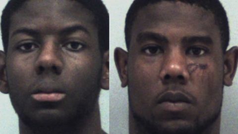 Gwinnett County Police booking photos of brothers Cameron, 17,  left, and Christopher Ervin, 22, arrested and charged with aggravated assault and arson in an alleged attack against their parents Yvonne and Zachary Ervin.