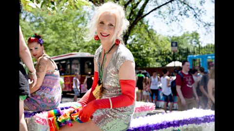 Delia poses at the 2014 Pride Parade Festival with the Chicago Gender Society.