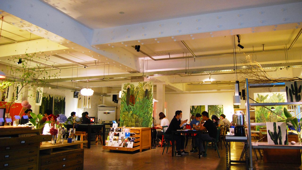 Zagmachi is a cafe and exhibition space housed in a former printing factory.