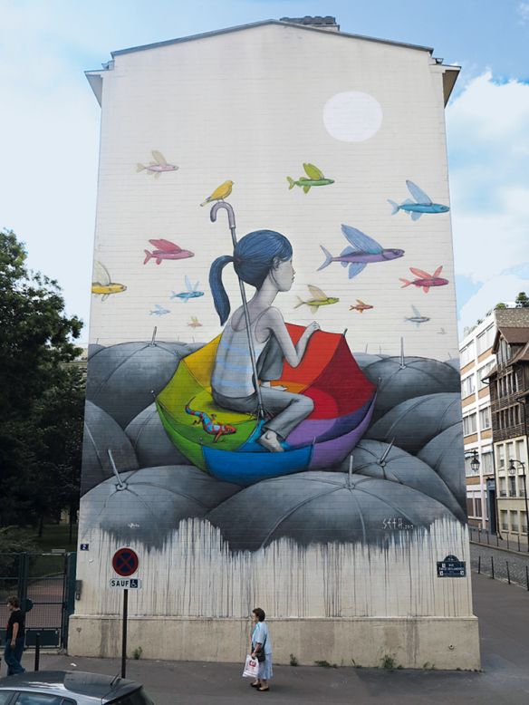Julien Malland -- better known as <a href="https://instagram.com/seth_globepainter/?hl=en" target="_blank" target="_blank">Seth</a> -- is one of the most renowned graffiti artists working today. A trained fine artist (he attended the École nationale supérieure des beaux-arts in Paris), he's primarily known for his young doll-like figures. <br /><br />"The large walls require a special technique and approach, and a very particular way of working," he says in <em>Mural XXL</em>. "In my opinion they represent the most spectacular aspect of what I call public art."