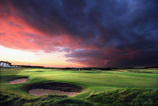 It's a sunset, but it looks like it might be about to turn into a wet one. Another shot from Scotland, this one is from the west coast, at the pristine Prestwick Golf Club in Ayrshire.