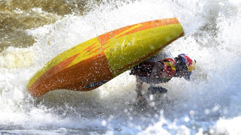 American kayaker Dane Jackson competes in the K1 final Saturday, September 5, at the World Championships in Beachburg, Ontario. He won the event.
