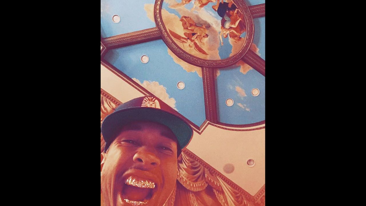 <a href="https://instagram.com/p/7VxhdcKeus/?taken-by=kinggoldchains" target="_blank" target="_blank">"Rap$tar art in the ceiling,"</a> is what Tyga called this on Monday, September 7.