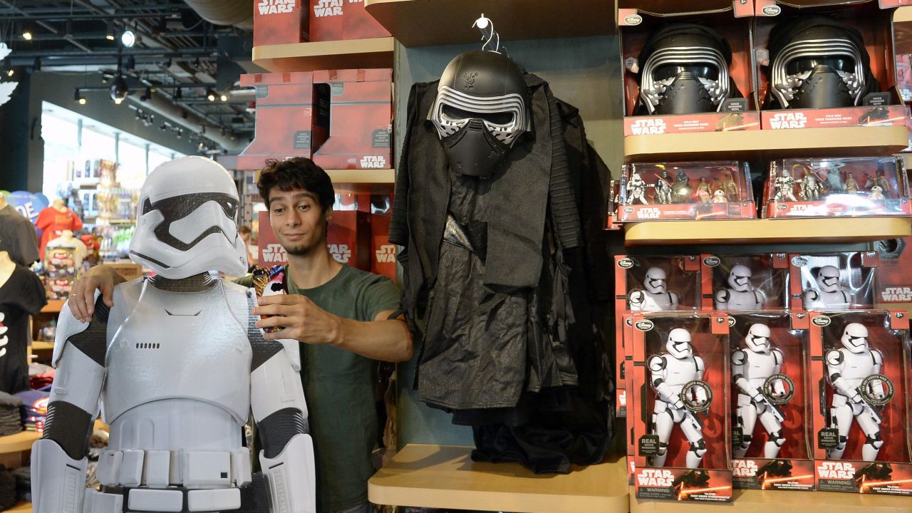 A customer takes a selfie next to a "Star Wars" Stormtrooper display at a Disney Store in Santa Monica, California, on Friday, September 4. Retailers around the world opened their doors early on <a href="http://money.cnn.com/2015/09/04/media/star-wars-force-friday-fans/" target="_blank">"Force Friday"</a> to sell new "Star Wars" merchandise to eager fans.