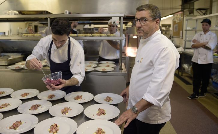 "The restaurant goes on tour ... just like a rock band!" says chef Joan Roca, here supervising in Buenos Aires restaurant Terrazas Bistro as part of El Celler de Can Roca's 2015 summer cooking tour. 