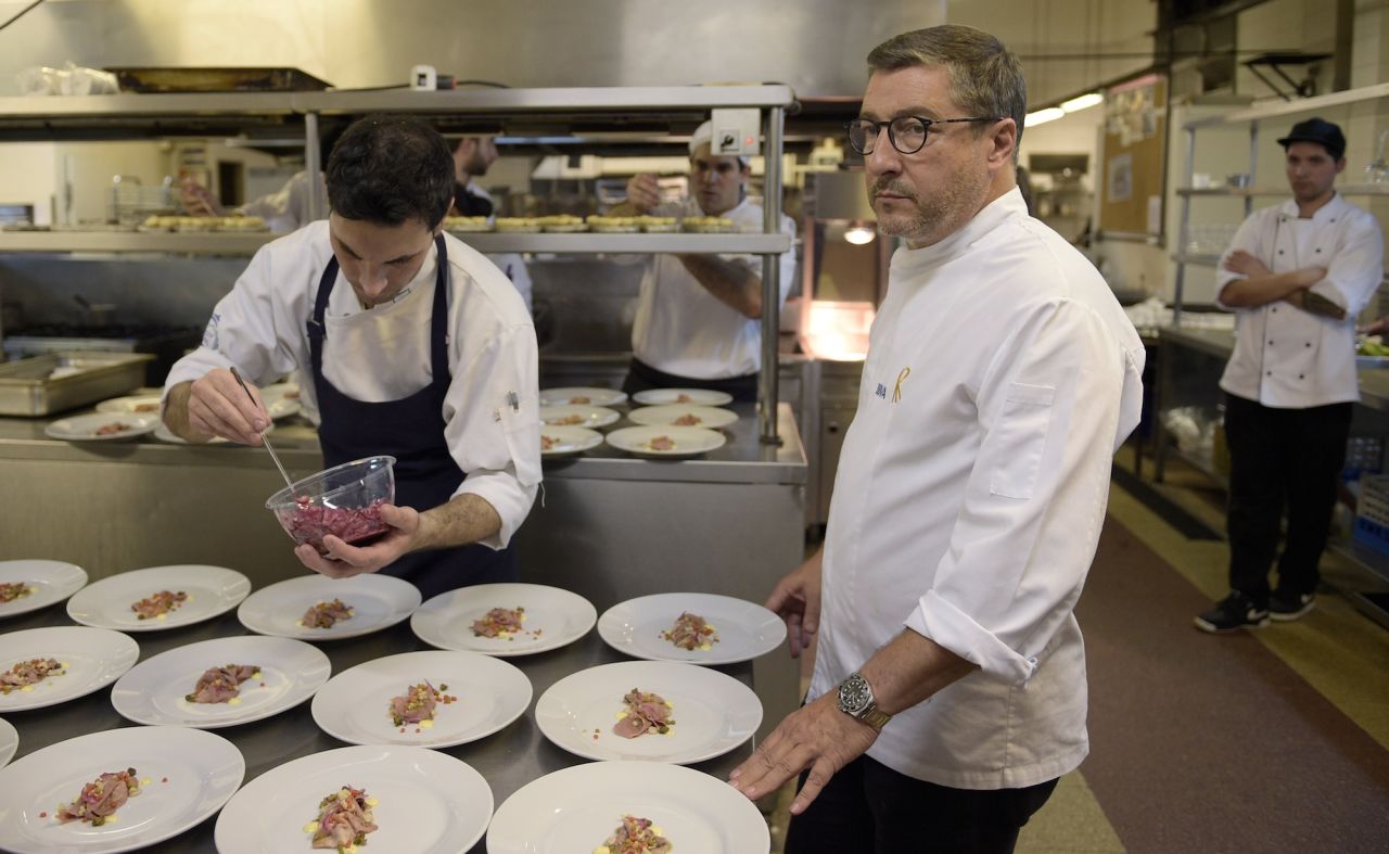 "The restaurant goes on tour ... just like a rock band!" says chef Joan Roca, here supervising in Buenos Aires restaurant Terrazas Bistro as part of El Celler de Can Roca's 2015 summer cooking tour. 