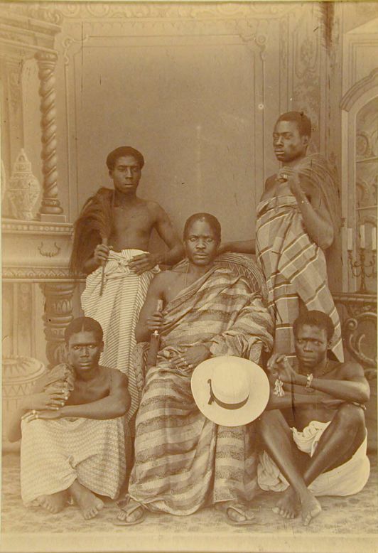 Highly choreographed, the importance of the central figure is emphatically symbolized in this glass negative from the Lutterodt studio circa 1880-1885.<br /><br />Five Men, ca. 1880-5<br />George A. G. and Albert George Lutterodt (Ghanaian, active from 1876)<br />Albumen silver print from glass negative