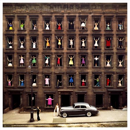 American photographer Ormond Gigli's work during the 1950's graced the covers of Life, Time, and the Saturday Evening Post. His signature photograph, "Girls in the Windows" was shot in 1960. Gigli sought to immortalize a brownstone slated for demolition. He posed 43 women, including his own wife on the crumbling window sills. <br />