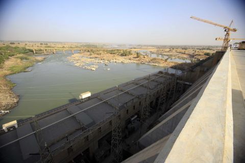 A general view of the the Roseires Dam in Sudan. It created a reservoir of 290 square kilometers. 
