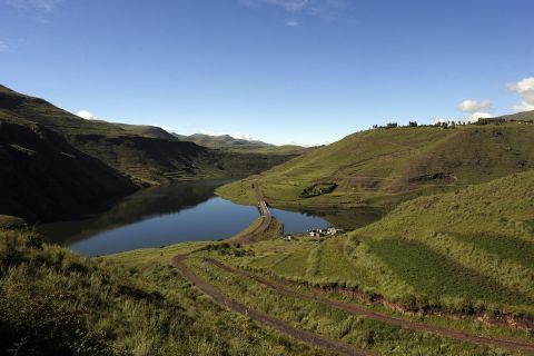 A general view of the artificial lake created by the Katse Dam of Lesotho, the second largest in Africa.