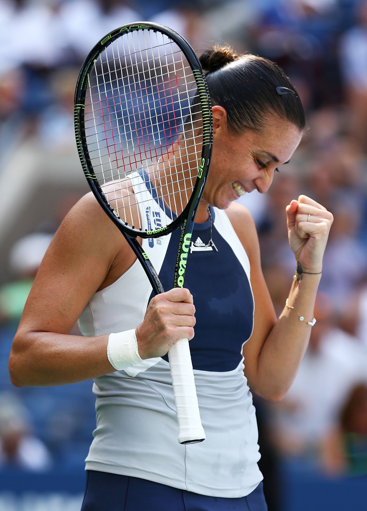 Pennetta's victory means Italy, for the first time, will have two women in the singles semifinals at the same grand slam tournament.