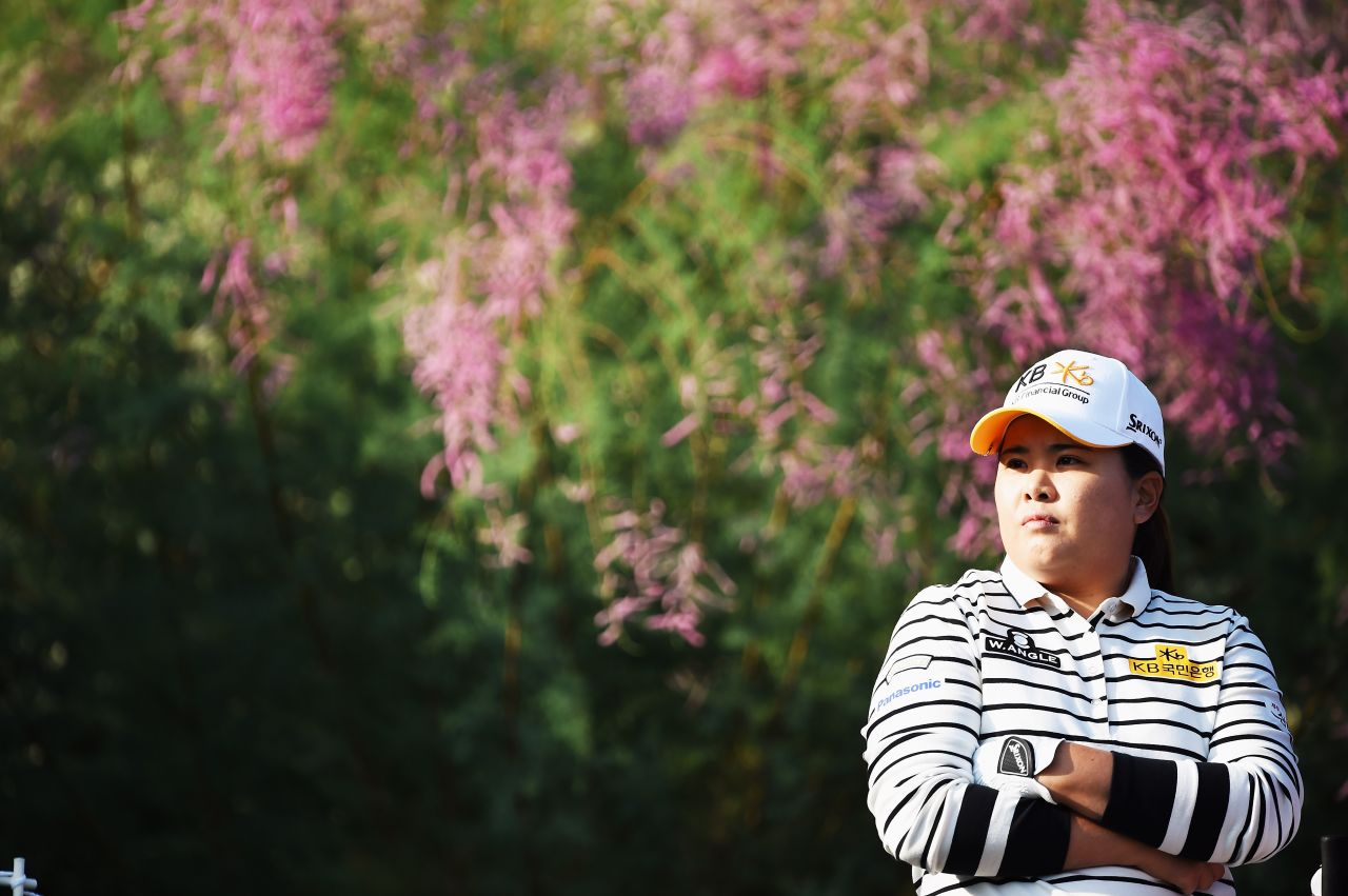 Inbee Park ponders during the first round. The South Korea, who is bidding to win her eighth grand slam title opened with a one-over 72. 