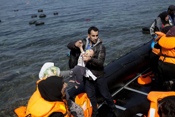 Many of the migrants have cell phones, loaded with the phone numbers of Greek  rescue authorities so they can come to their aid. Facebook pages also give migrants advice on what to do when they arrive.