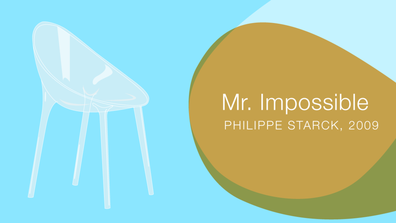 The seat is made of transparent or batch-dyed polycarbonate and the frame is made of transparent polycarbonate.  There are two molds, one for the seat and one for the legs.  The two parts are welded by laser to produce a nearly indestructible, colorful, textural and seamless design.<br /><br /><strong>Material: polycarbonate | Production: injection molding and sonic welding</strong>