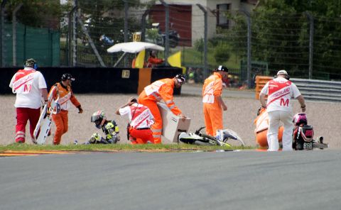 Both Herrera and Carrasco crashed out during the Moto3 race at Germany's Sachsenring Circuit in Hohenstein-Ernstthal in July.