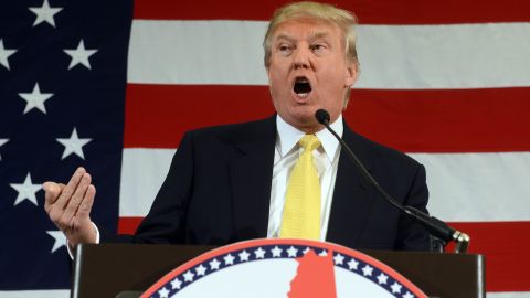 NASHUA, NH - APRIL 18: Donald Trump speaks at the First in the Nation Republican Leadership Summit April 18, 2015 in Nashua, New Hampshire. The Summit brought together local and national Republicans and was attended by all the Republicans candidates as well as those eyeing a run for the nomination. (Photo by Darren McCollester/Getty Images)