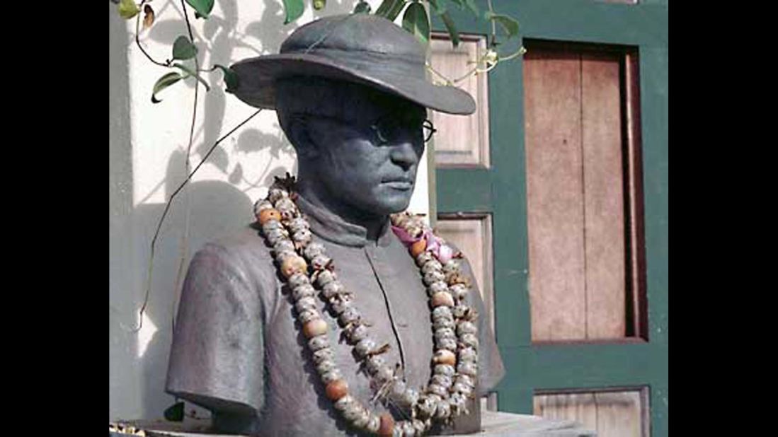 This is a statue of <strong>St. Damien de Veuster of Moloka'i</strong>, who was best known for his work with people suffering with leprosy in the Hawaiian islands. The Belgian-born priest ended up in Hawaii as a replacement for his brother, also a priest, who had been assigned to a mission in Hawaii but subsequently became too ill to travel. Upon arriving, the young priest offered to stay in the leper colony at Moloka'i permanently to help by building schools, hospitals, churches and coffins, according to the U.S. Conference of Catholic Bishops website. He worked closely with St. Marianne Cope. St. Damien ultimately contracted leprosy and died in 1889 at age 49. He is Hawaii's patron saint.