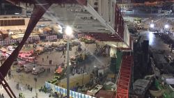 In this image released by the Saudi Interior MinistryÕs General Directorate of Civil Defense, a collapsed crane and emergency services vehicles are seen near the Grand Mosque in Mecca, Friday, Sept. 11, 2015. The accident happened as pilgrims from around the world converged on the city, Islam's holiest site, for the annual Hajj pilgrimage, which takes place this month, killing dozens. The civil defense authority announced the collapse and a series of rising casualty numbers on its official Twitter account. It said 154 people were wounded in the accident. (Saudi Interior Ministry General Directorate of Civil Defense via AP)