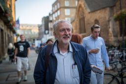 Jeremy Corbyn arrives at a campaign event on September 6 in Cambridge, England. 