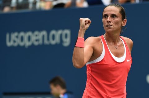 Vinci shows the fighting spirit which saw her stun Serena Williams in the semifinals at Flushing Meadows but she came up short against Pennetta.