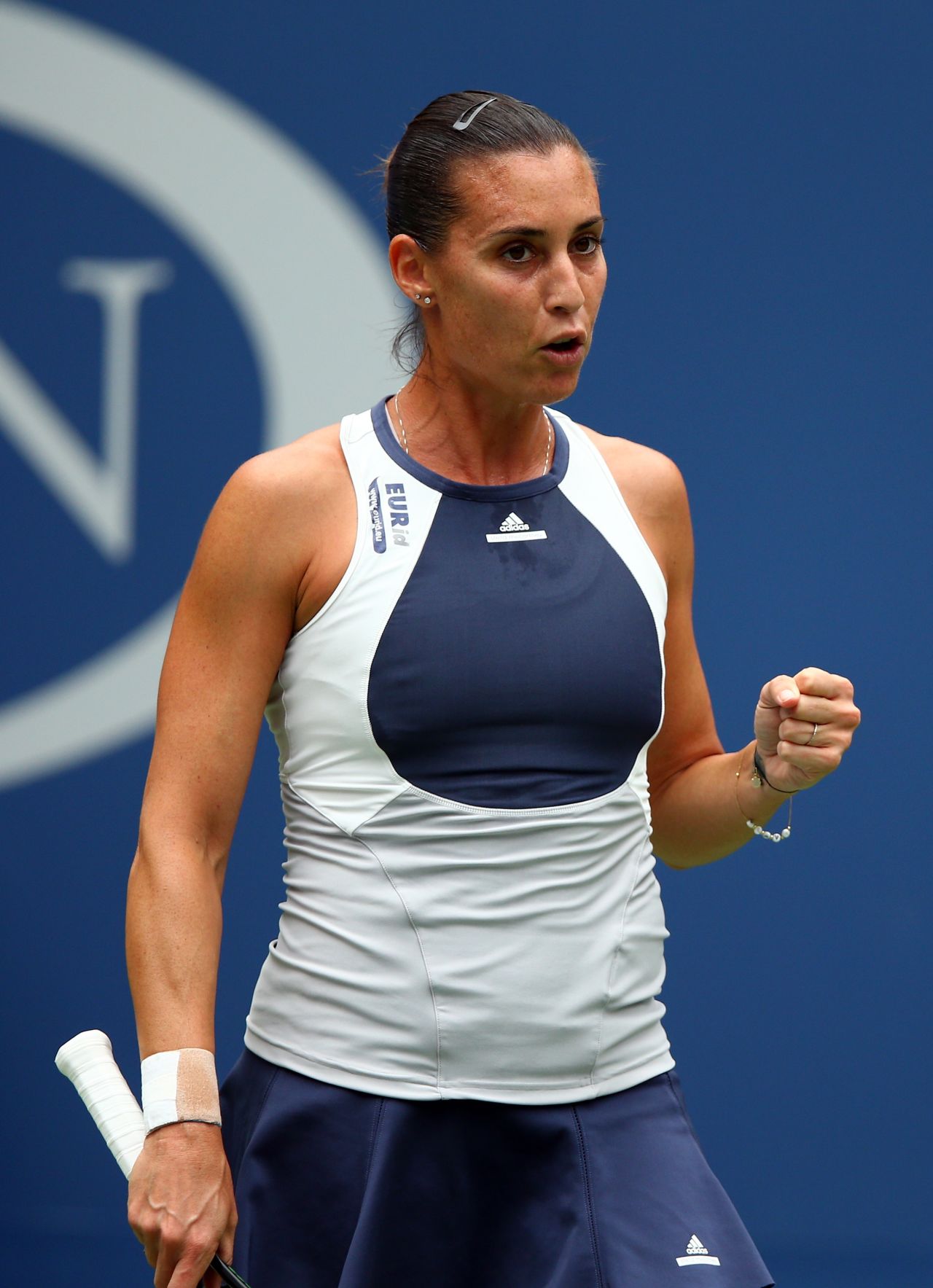 Pennetta struck the first blows in the final on the Arthur Ashe Stadium court and maintained her lead.