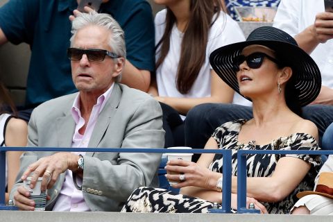  Actors Michael Douglas and Catherine Zeta-Jones watched on as Pennetta and Vinci battled it out in the final. 