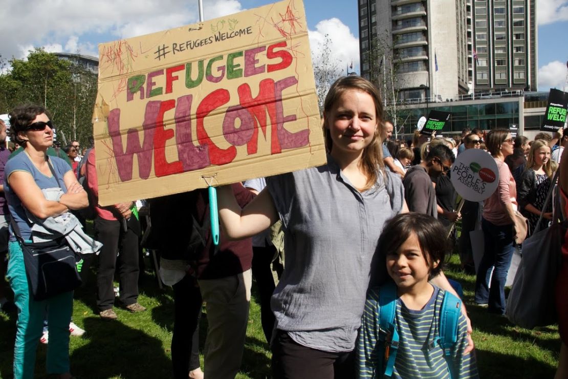 Thousands marched in London on Saturday in solidarity with refugees.