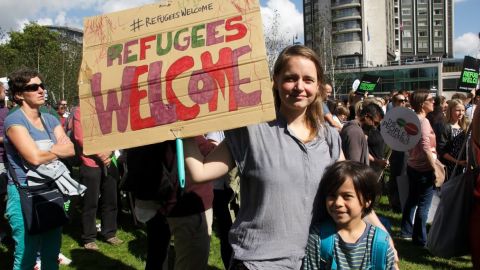 Thousands marched in London on Saturday in solidarity with refugees.