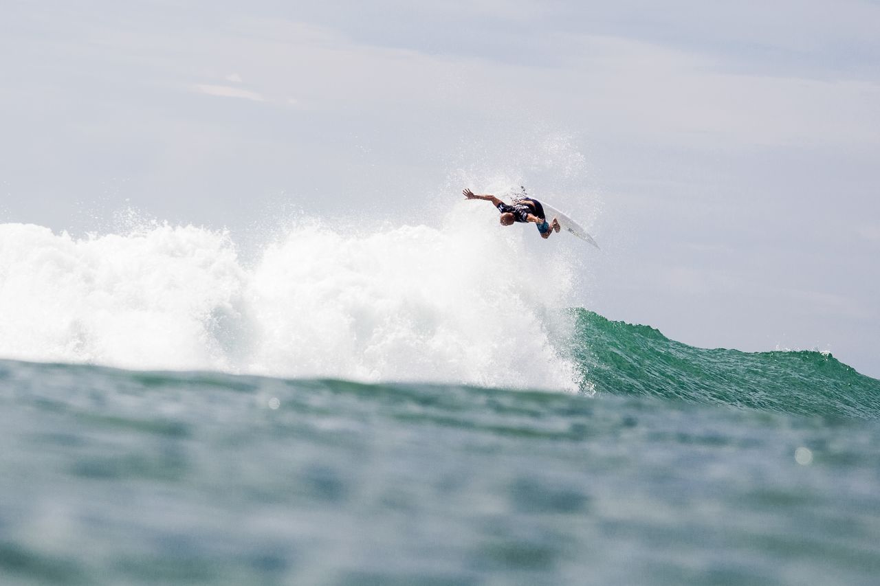 Kelly Slater surfs at the Hurley Pro on Saturday, September 12, in Lower Trestles, California.