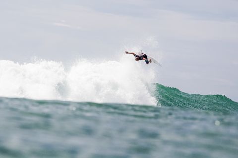 Kelly Slater surfs at the Hurley Pro on Saturday, September 12, in Lower Trestles, California.