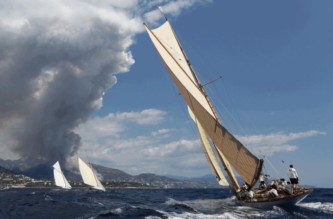 This photograph is taken in such a way that it appears to suggest a storm cloud brewing above the fleet. The boats on display dated from 1885 through to 1975.