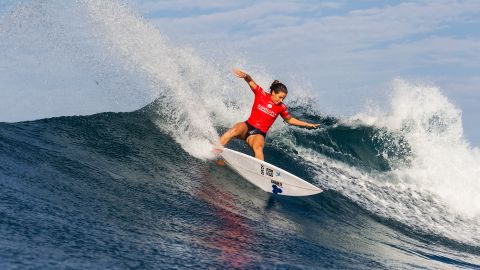 Pro surfer Johanne Defay competes in an event in Lower Trestles, California, on Thursday, September 10.