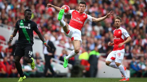 Arsenal defender Laurent Koscielny controls the ball against Stoke City during a Premier League match Saturday, September 12, in London.