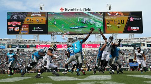 Carolina quarterback Cam Newton throws a pass during an NFL game in Jacksonville, Florida, on Sunday, September 13. <a href="http://www.cnn.com/2015/09/08/sport/gallery/what-a-shot-sports-0908/index.html" target="_blank">See 38 amazing sports photos from last week</a>