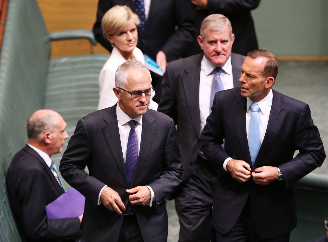 Tony Abbott, right, during his time as prime minister, with Malcolm Turnbull, who ousted Abbott from the premiership.