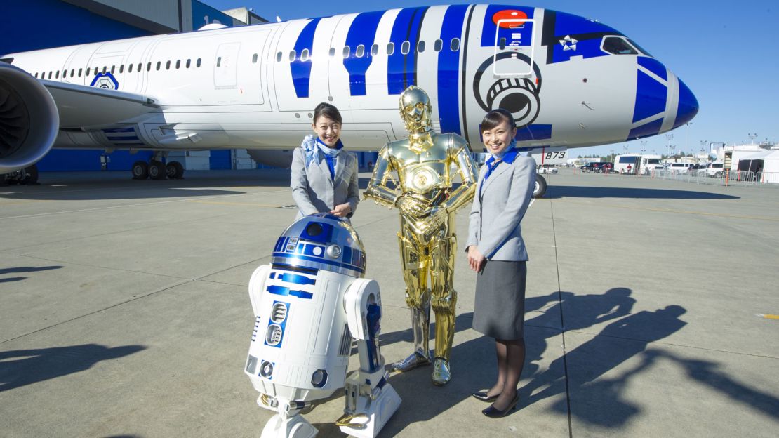 ANA Airlines has a fleet of "Stars Wars" themed jets. 