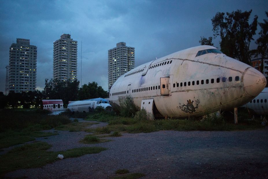 This private lot in eastern Bangkok's Ramkhamhaeng neighborhood is filled with pieces of decommissioned commercial jets, including a Boeing 747 fuselage. Photojournalist Taylor Weidman, who's lived in Thailand for two years, captured the following images during a recent visit to the airplane graveyard. 