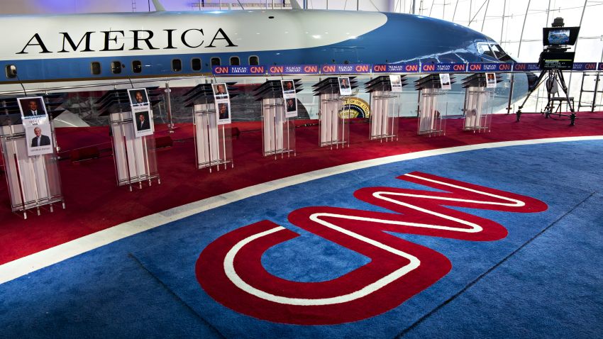 The stage is set at the Reagan Presidential Library on September 13, 2015, for the CNN Republican Presidential Candidate Debate. CNN's Jake Tapper will be the moderator for the debate from the Library on the 16th.