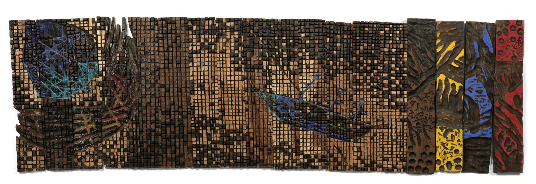 Another El Anatsui piece, "The Pilgrims," comes as an ensemble of 18 elements went for £32,500.