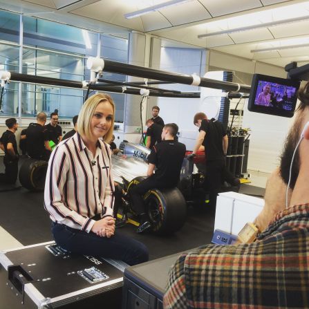 "You can't do pit stops in two seconds without sometimes losing a wheel nut," explains McLaren racing director Eric Boullier as the race crew practice pit stops behind anchor Amanda.
