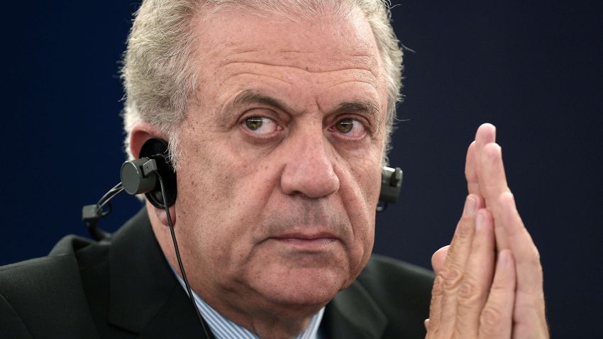 FILE: Commissioner for Migration Dimitris Avramopoulos attends a debate on migration on May 20, 2015, at the European Parliament in Strasbourg, eastern France. AFP PHOTO/FREDERICK FLORINFREDERICK FLORIN/AFP/Getty Images