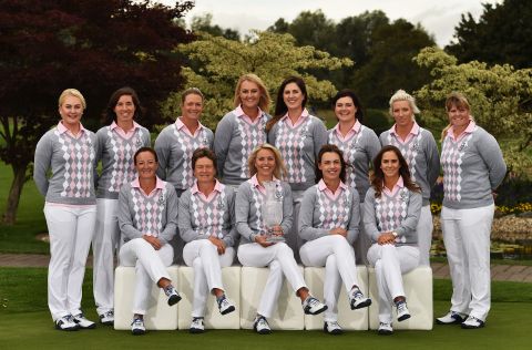 The European team poses for a picture ahead of the three-day competition. It is aiming to win three in a row for the first time since the tournament began in 1990.