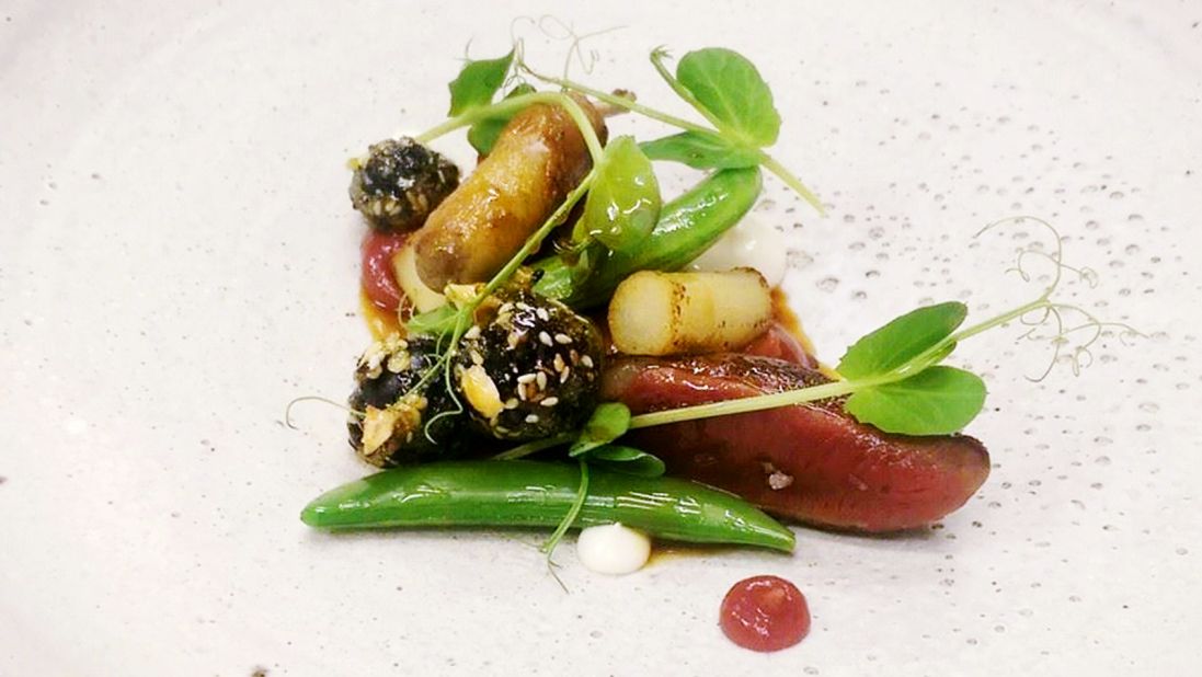 Singapore has a constant appetite for new restaurants. Among the latest is French eatery Rhubarb. Its signature dish is fowl cooked two ways -- a la plancha breast and its leg confit, served with rhubarb and rose puree, salsify and candied grapes in a savory pigeon jus. 