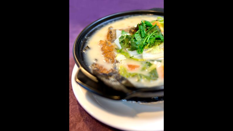 This Cantonese eatery is helmed by Ang Song Kang, AKA Chef Kang. The fish broth is packed with the essence of deep-fried marbled goby fish. 