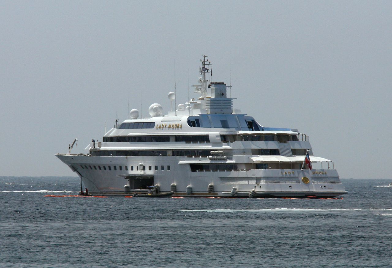 The ninth largest yacht in the world when built, the Lady Moura has since slipped out of the top 30. Owned by Saudi Arabian businessman Dr Nasser al-Rashid, it houses a pool that can be indoors or out as the weather befits. It famously ran aground at the 2007 Cannes Film Festival.