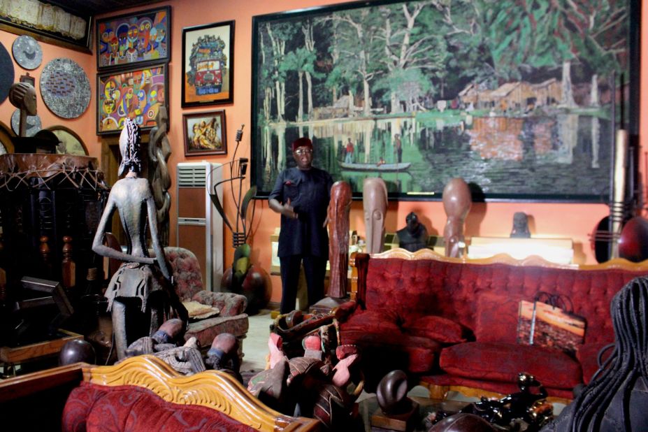 Nigerian Prince Yemisi Shyllon is a major art collector, with over 7,000 pieces which he displays at his house in Lagos.