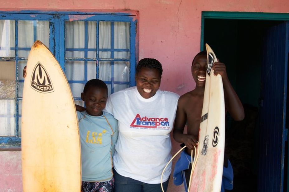 Avo, right, with his mother, Ntombodumo Ndamase, and brother Zama, who was fatally attacked by a shark in 2011.